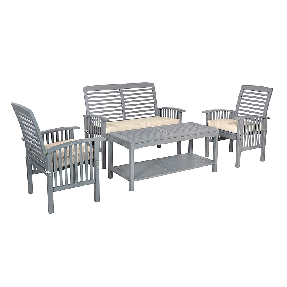 Angle View: Walker Edison - 4-Piece Cypress Patio Chat Set - Grey Wash