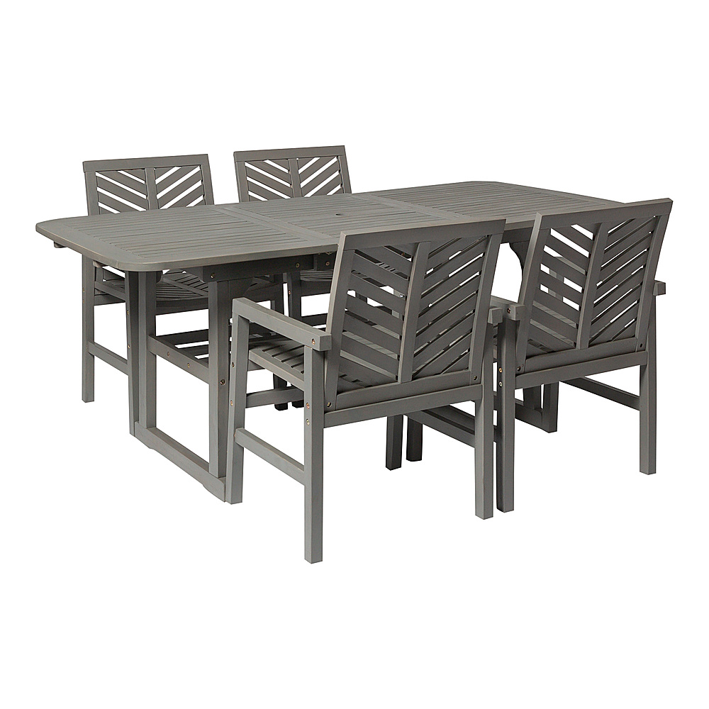 Angle View: Walker Edison - 5-Piece Windsor Extendable Patio Dining Set - Grey Wash