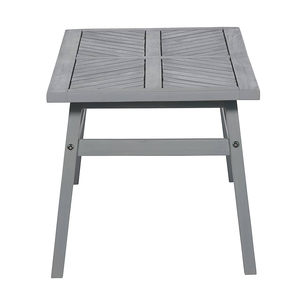 Left View: Walker Edison - Windsor Acacia Wood Outdoor Coffee Table - Grey Wash