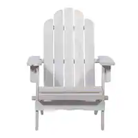 Walker Edison - Everest Acacia Wood Adirondack Chair - White Wash - Front_Zoom