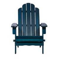 Walker Edison - Everest Acacia Wood Adirondack Chair - Blue - Front_Zoom