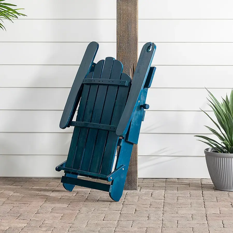 Alt View 18. Walker Edison - Everest Acacia Wood Adirondack Chair - Blue.