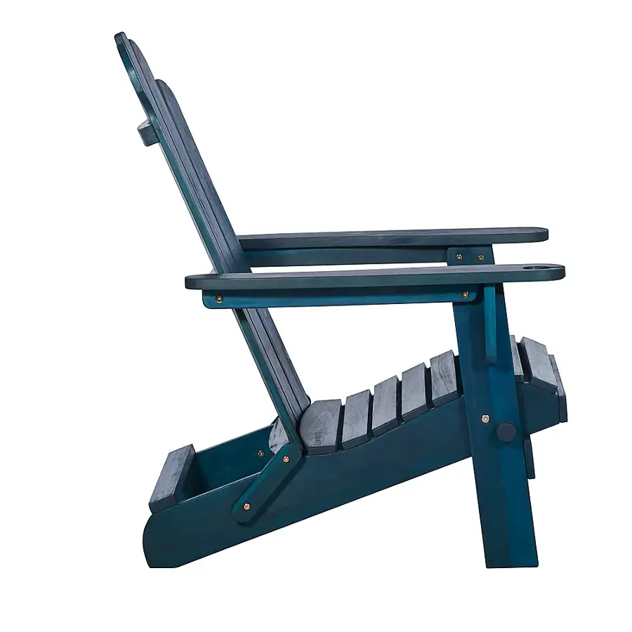 Alt View 23. Walker Edison - Everest Acacia Wood Adirondack Chair - Blue.