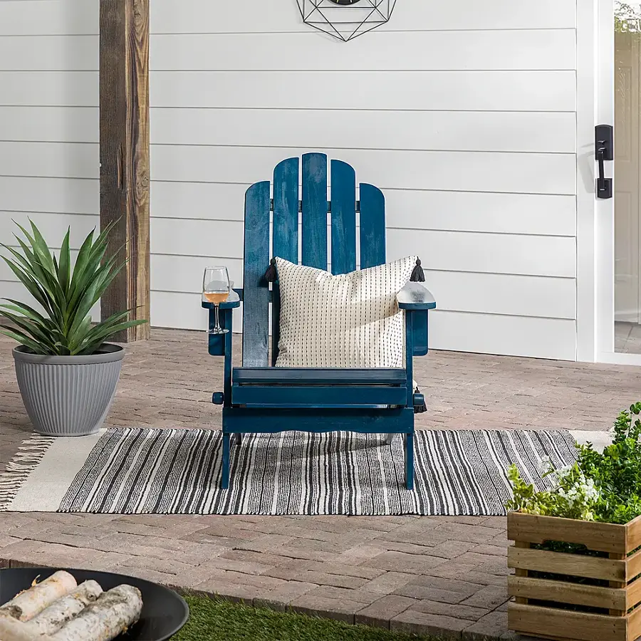Alt View 36. Walker Edison - Everest Acacia Wood Adirondack Chair - Blue.