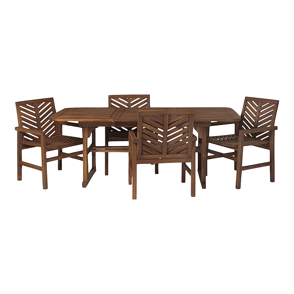 Angle View: Walker Edison - 5-Piece Windsor Extendable Patio Dining Set - Dark Brown