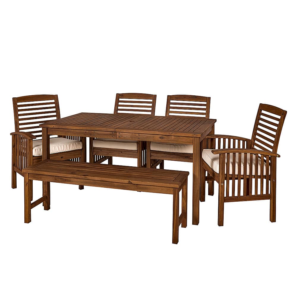 Angle View: Walker Edison - 6-Piece Everest Patio Dining Set - Dark Brown