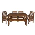 Front. Walker Edison - 6-Piece Everest Patio Dining Set - Dark Brown.