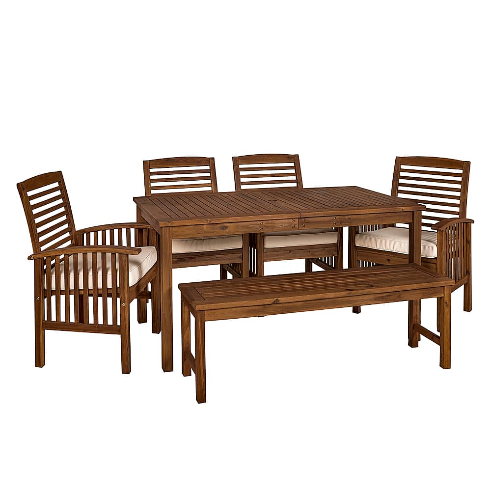 Left View: Walker Edison - 6-Piece Everest Patio Dining Set - Dark Brown