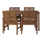 Front. Walker Edison - 5-Piece Windsor Patio Dining Set - Dark Brown.