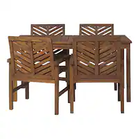 Walker Edison - 5-Piece Windsor Patio Dining Set - Dark Brown - Front_Zoom