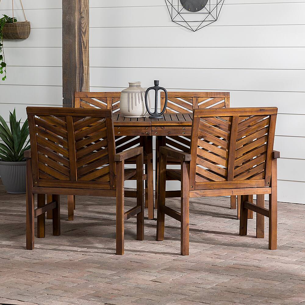 Walker Edison 5 Piece Windsor Patio Dining Set Dark Brown BBW5DGVINDB