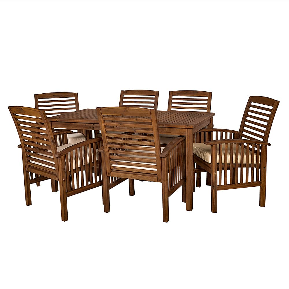 Angle View: Walker Edison - 7-Piece Everest Patio Dining Set - Dark Brown