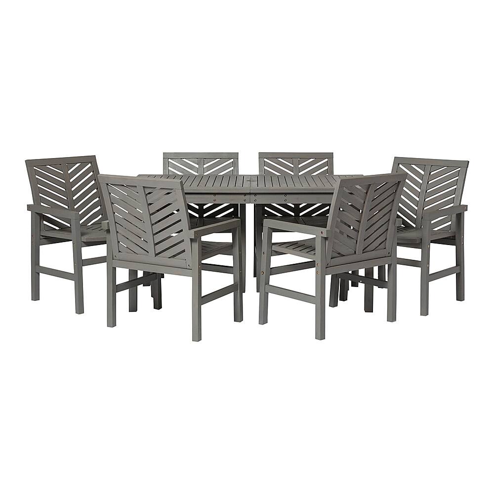 Walker Edison 7 Piece Windsor Patio Dining Set Grey Wash BBW7DGVINGW
