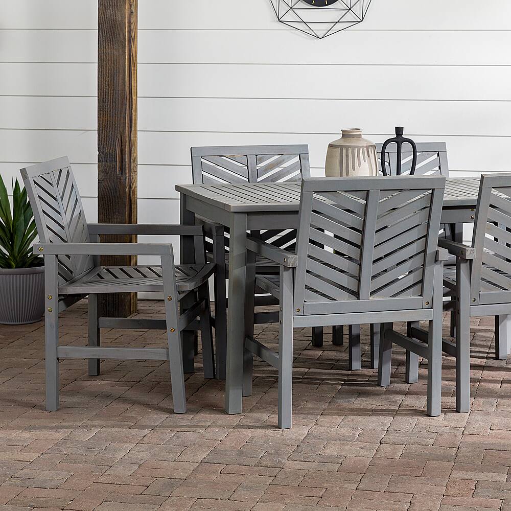 Walker Edison 7 Piece Windsor Patio Dining Set Grey Wash BBW7DGVINGW ...