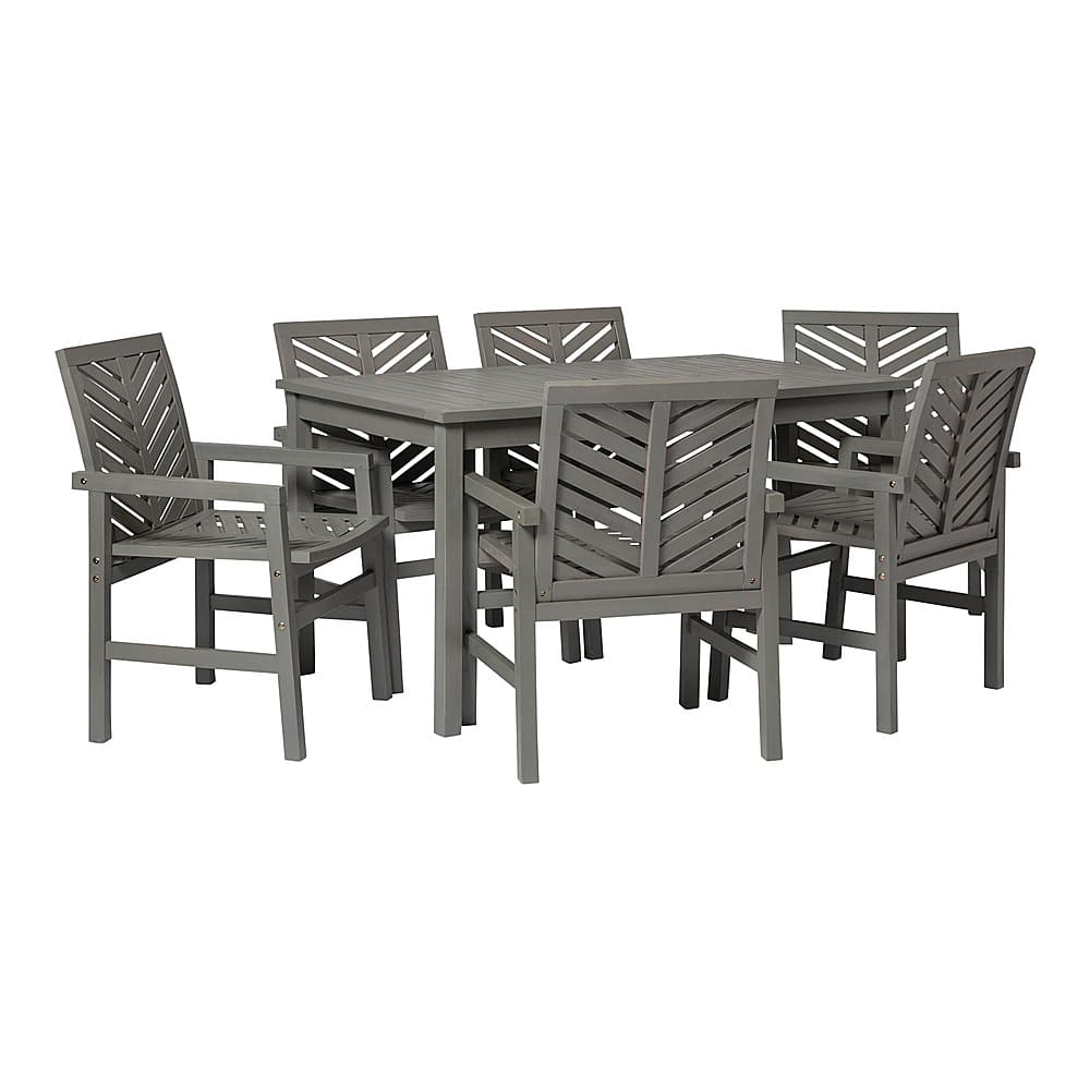 Walker Edison 7-Piece Windsor Patio Dining Set Grey Wash BBW7DGVINGW ...