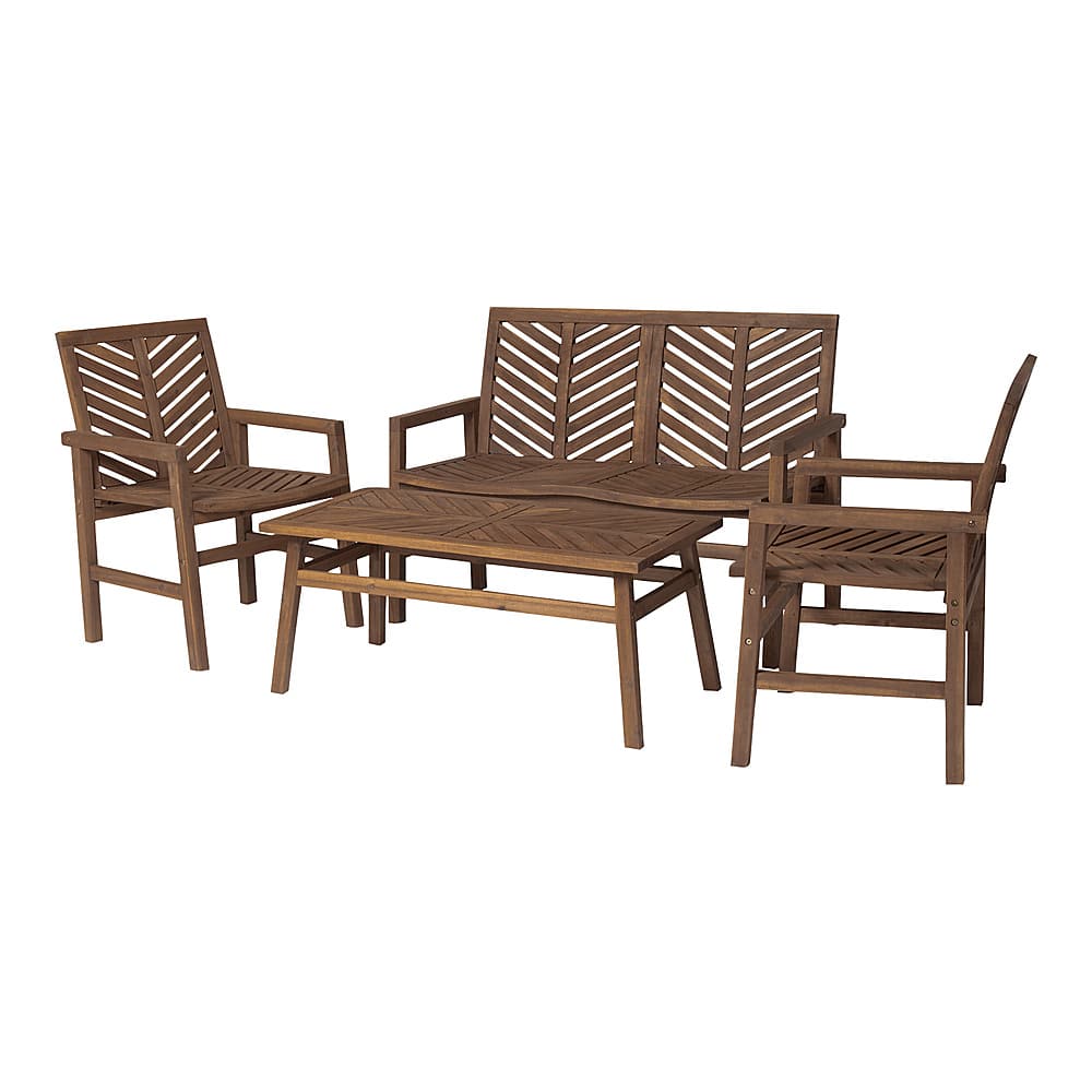 Angle View: Walker Edison - 4-Piece Windsor Patio Chat Set - Dark Brown