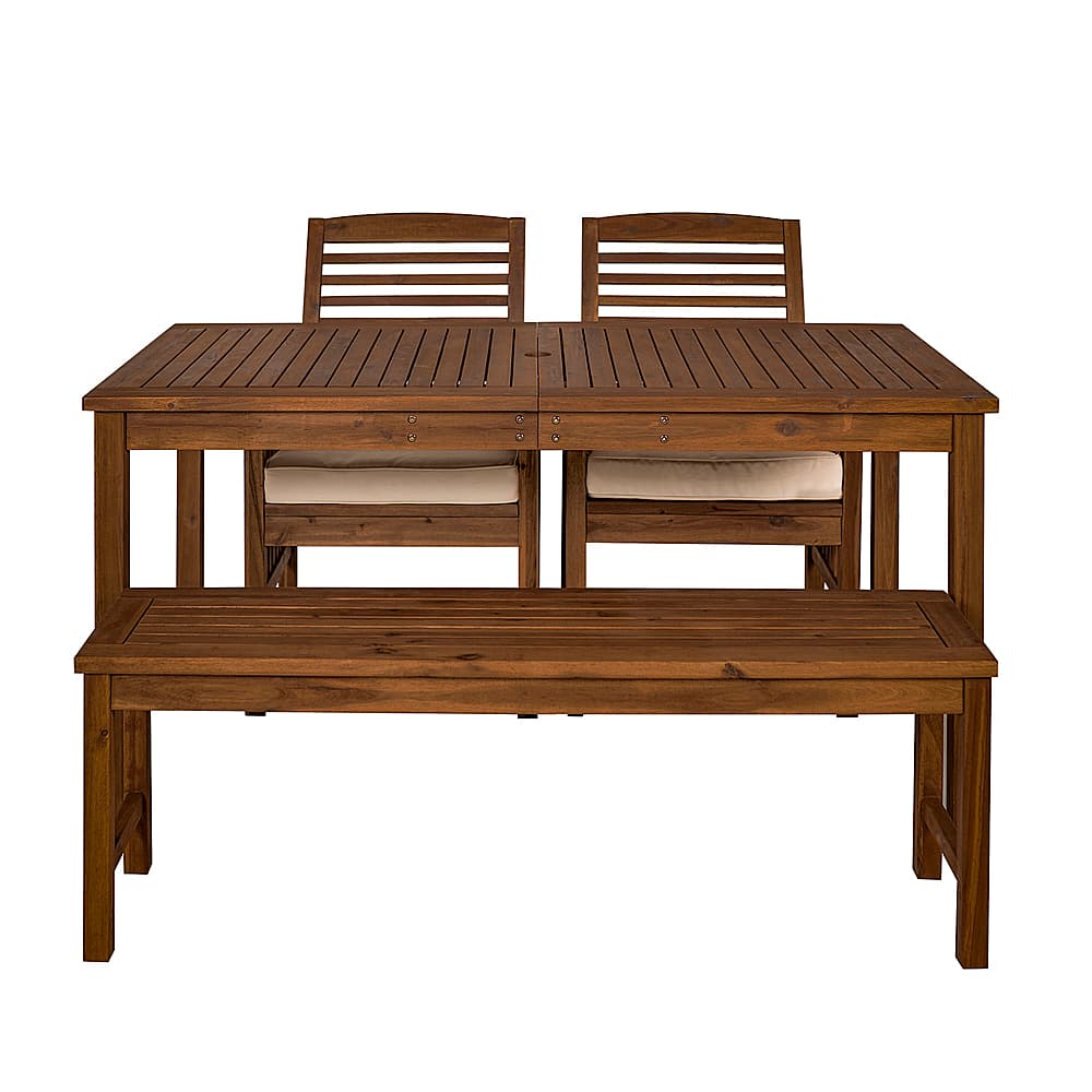 Walker Edison - 4-Piece Everest Acacia Wood Patio Dining Set - Dark Brown - Front_Zoom