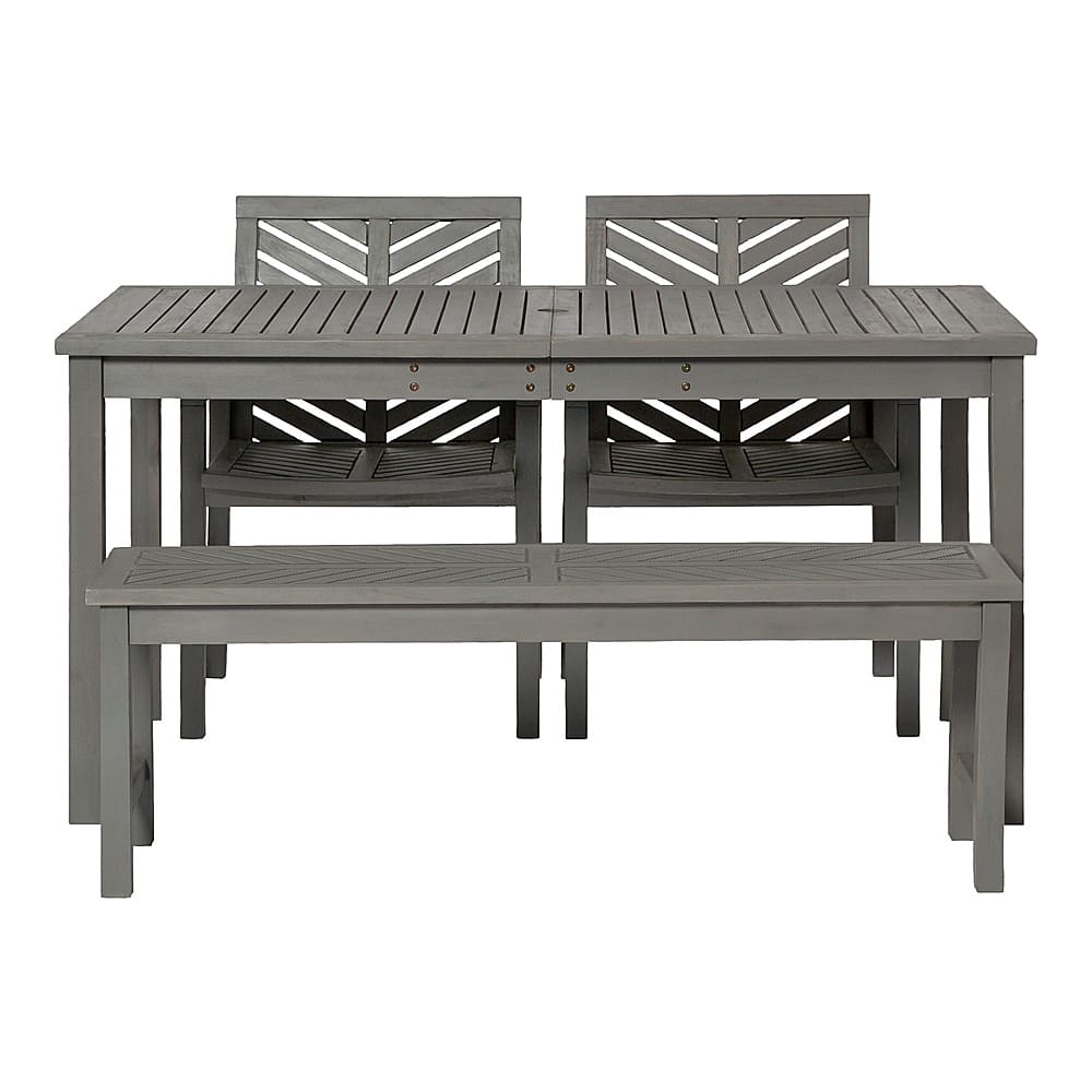 Front. Walker Edison - 4-Piece Windsor Patio Dining Set - Grey Wash.