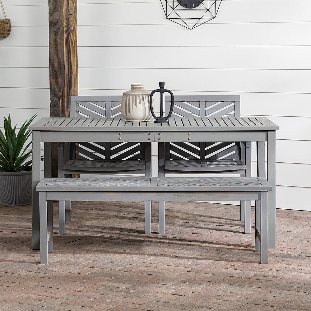Alt View 11. Walker Edison - 4-Piece Windsor Patio Dining Set - Grey Wash.