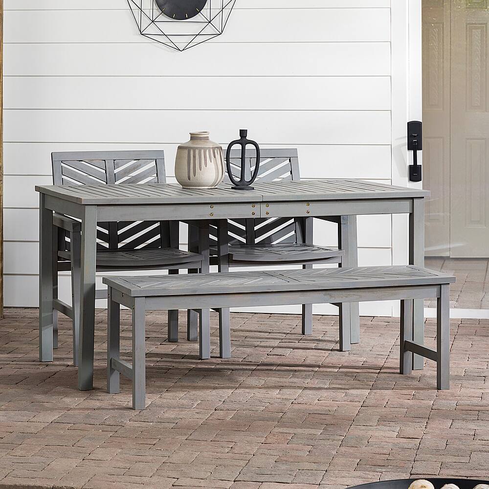 Alt View 12. Walker Edison - 4-Piece Windsor Patio Dining Set - Grey Wash.