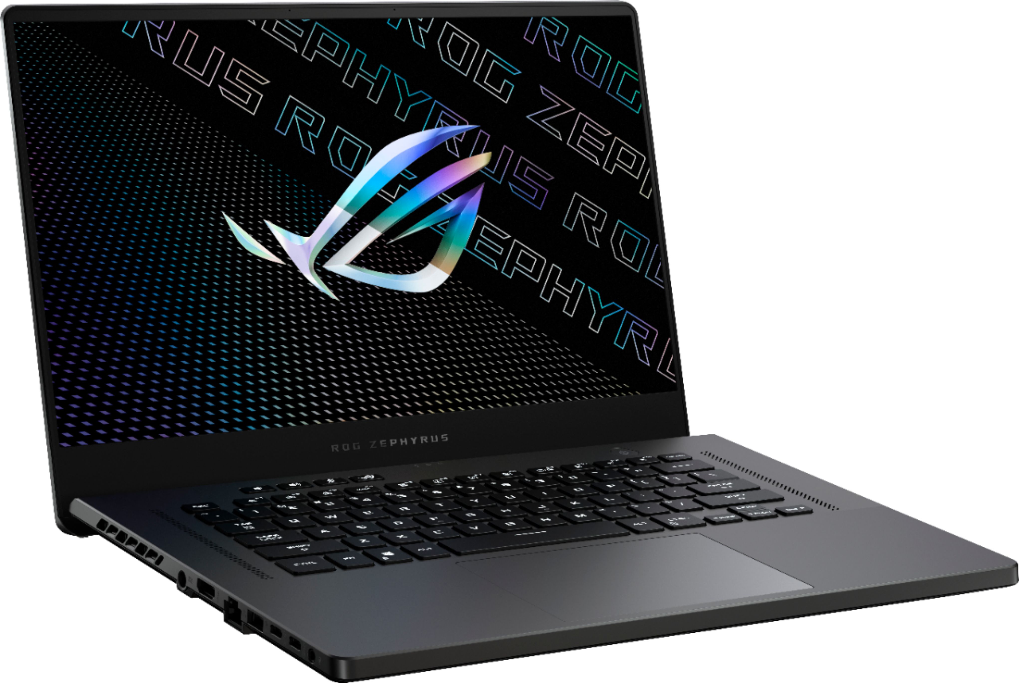 Left View: ASUS - ROG Zephyrus 15.6" QHD Gaming Laptop - AMD Ryzen 9 - 16GB Memory - NVIDIA GeForce RTX 3070 - 1TB SSD - Eclipse Gray