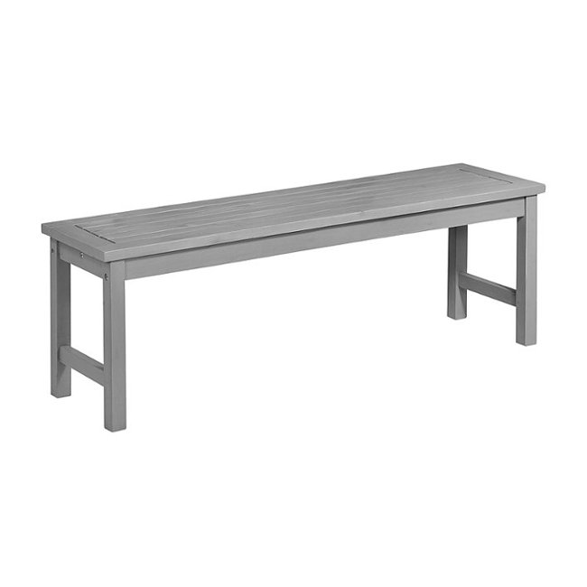 Walker Edison - Patio Outdoor Cypress Acacia Wood Dining Bench - Grey Wash_1