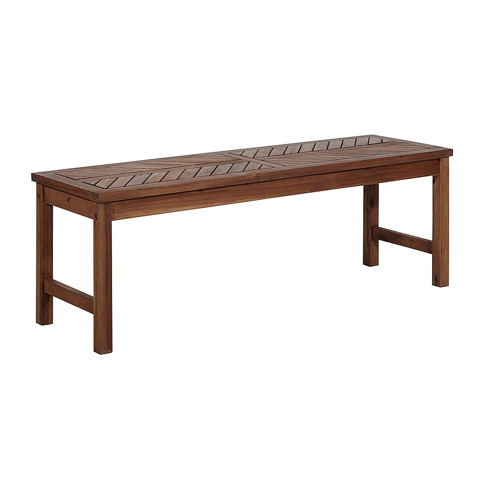 Angle View: Walker Edison - Patio Outdoor Windsor Acacia Wood Dining Bench - Dark Brown