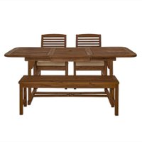 Walker Edison - 4-Piece Everest Acacia Wood Extendable Patio Dining Set - Dark Brown - Front_Zoom