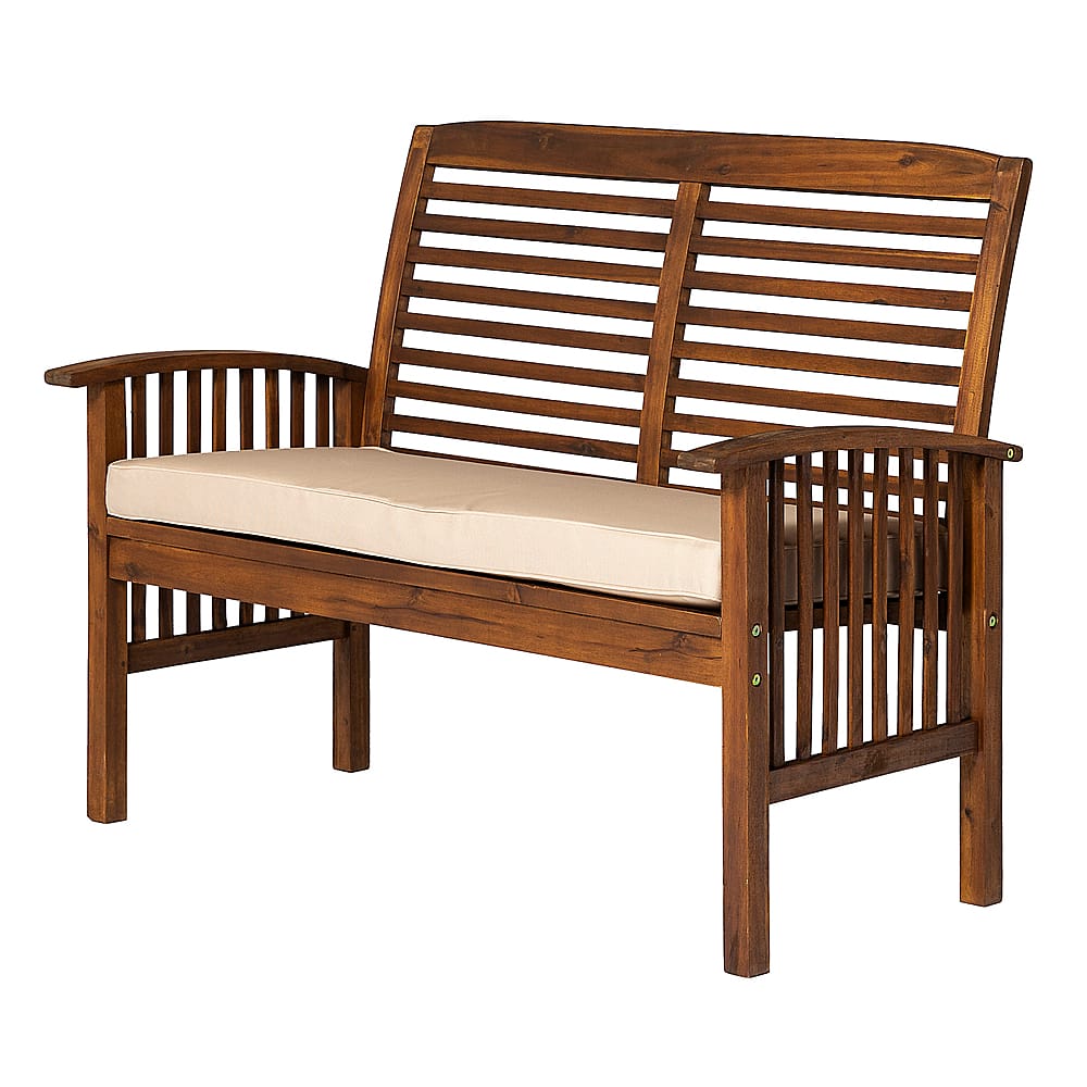 Walker Edison – Patio Outdoor Cypress Acacia Wood Garden Bench – Dark Brown Sansujyuku sansujyuku.com