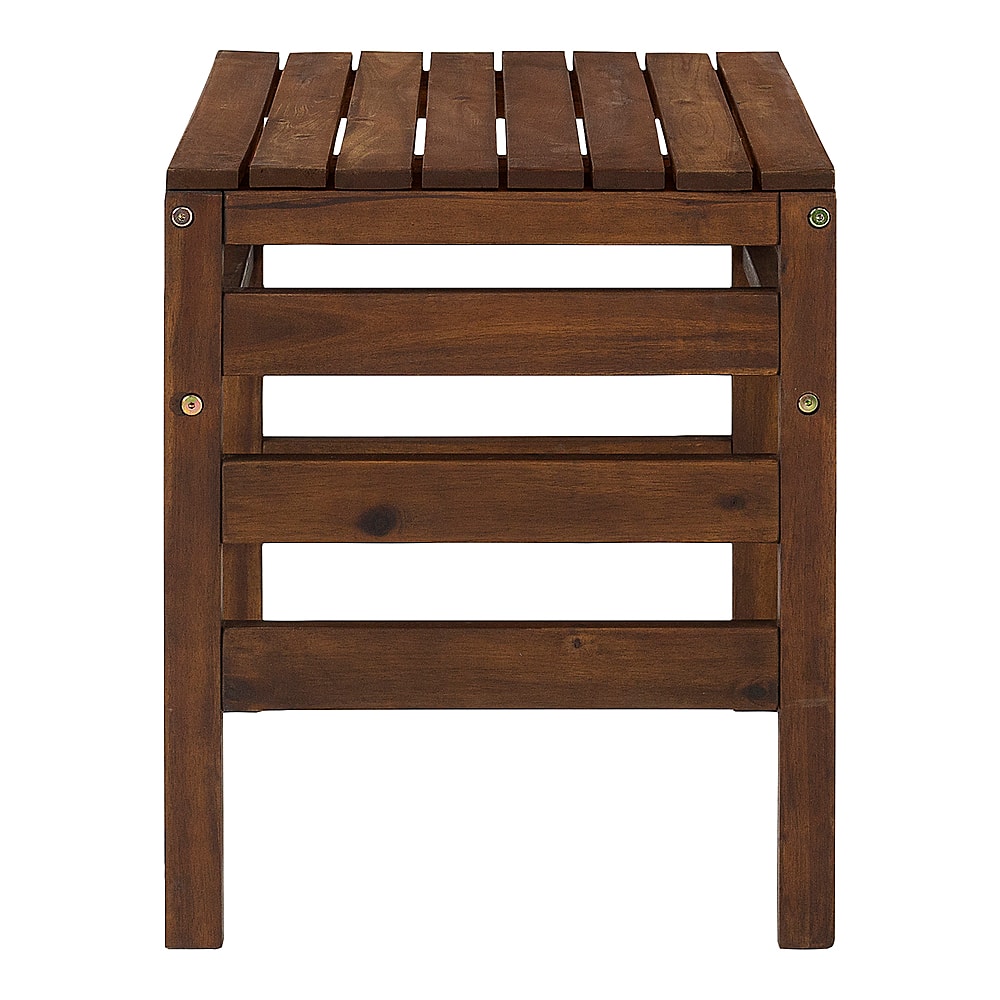 Left View: Walker Edison - Harbor Acacia Wood Outdoor Side Table - Dark Brown