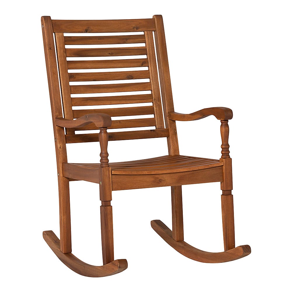 Left View: Walker Edison - Cypress Deep Seated Rocking Chair - Brown