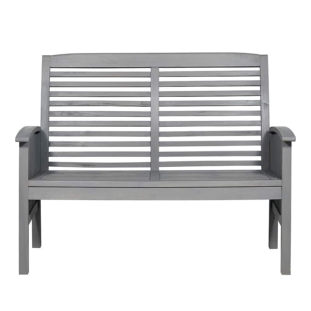 Angle View: Walker Edison - Patio Outdoor Cypress Acacia Wood Garden Bench - Grey Wash