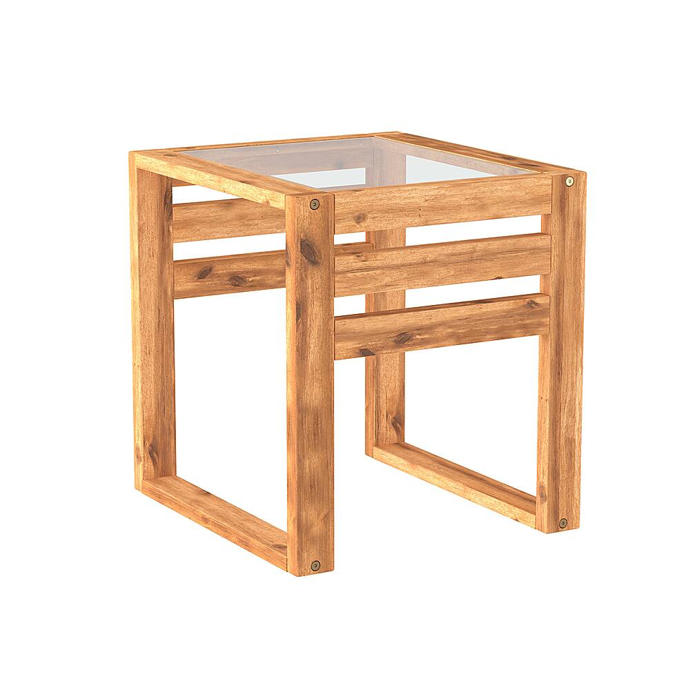 Left View: Walker Edison - Canyon Acacia Wood Outdoor Side Table - Brown