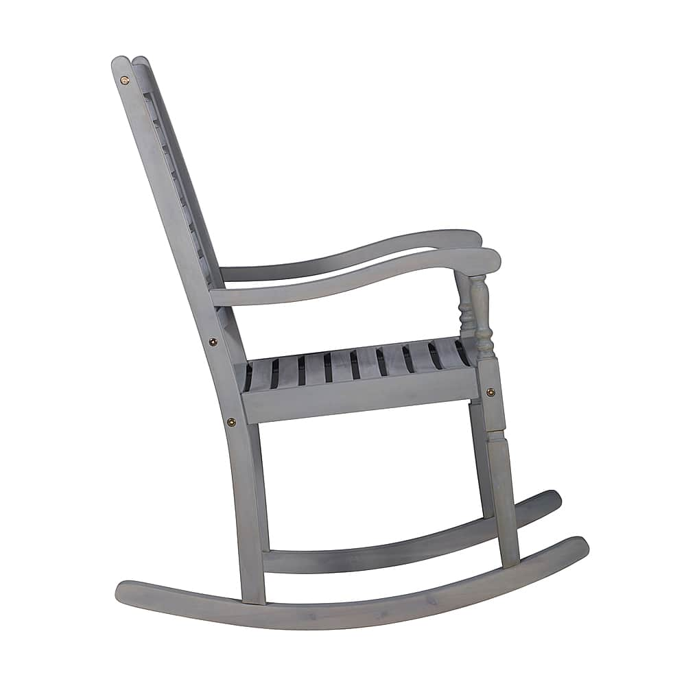 Left View: Walker Edison - Cypress Deep Seated Rocking Chair - Grey Wash