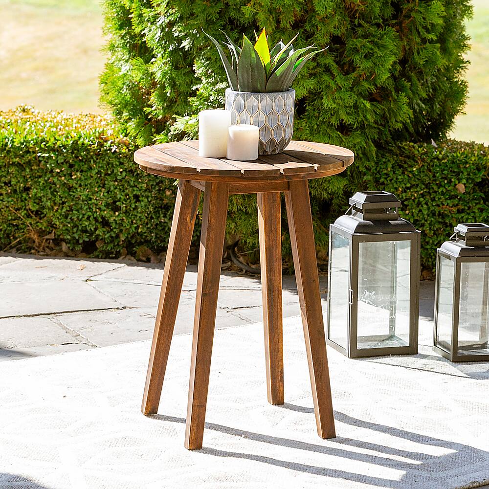 Best Buy Walker Edison Camden Acacia Wood Outdoor Side Table Dark