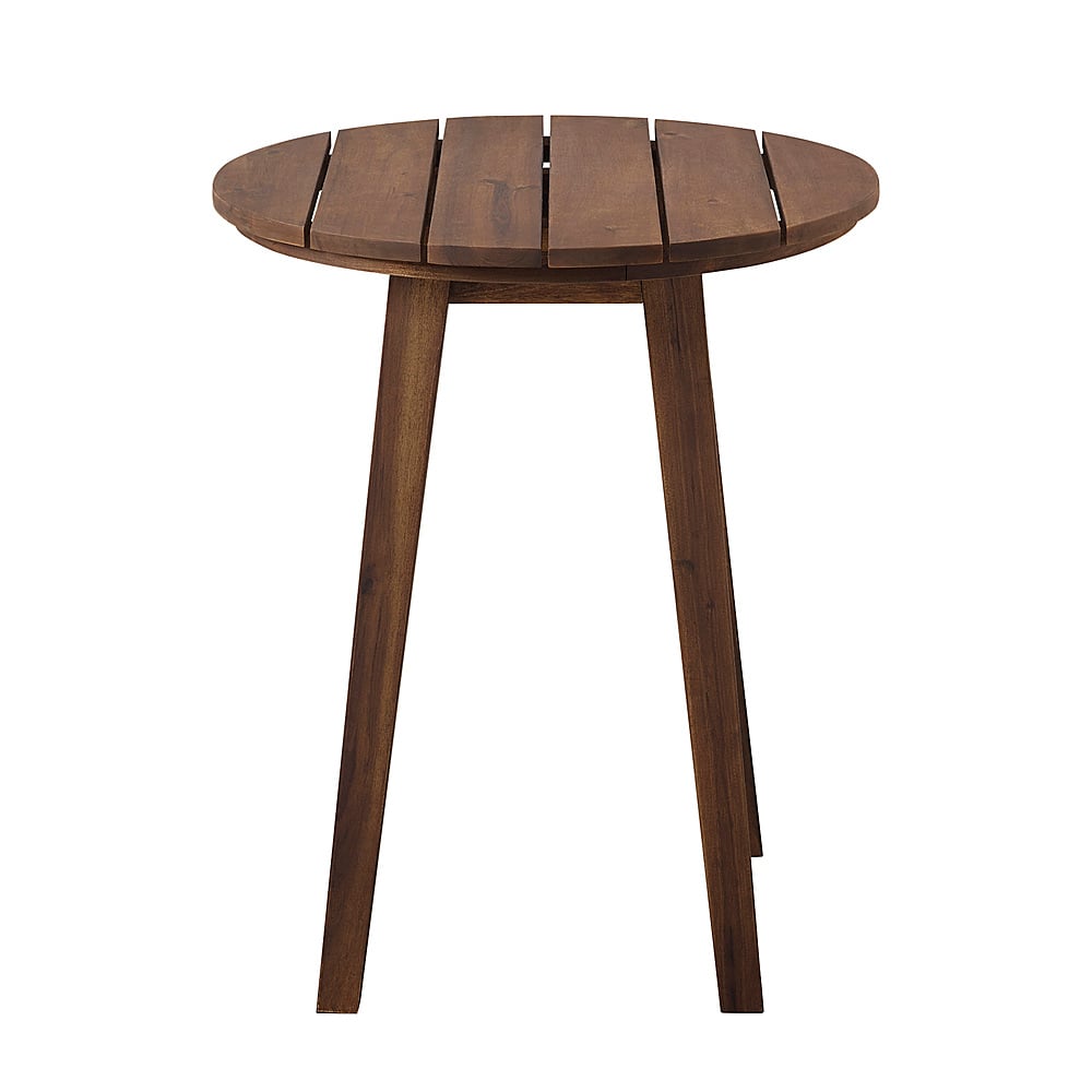 Left View: Walker Edison - Camden Acacia Wood Outdoor Side Table - Dark Brown