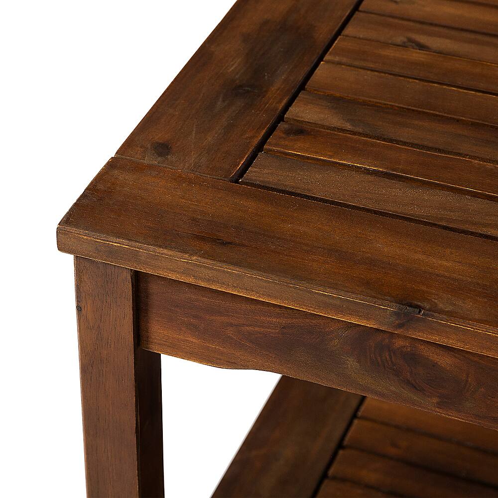 Left View: Walker Edison - Cypress Acacia Wood Outdoor Coffee Table - Dark Brown