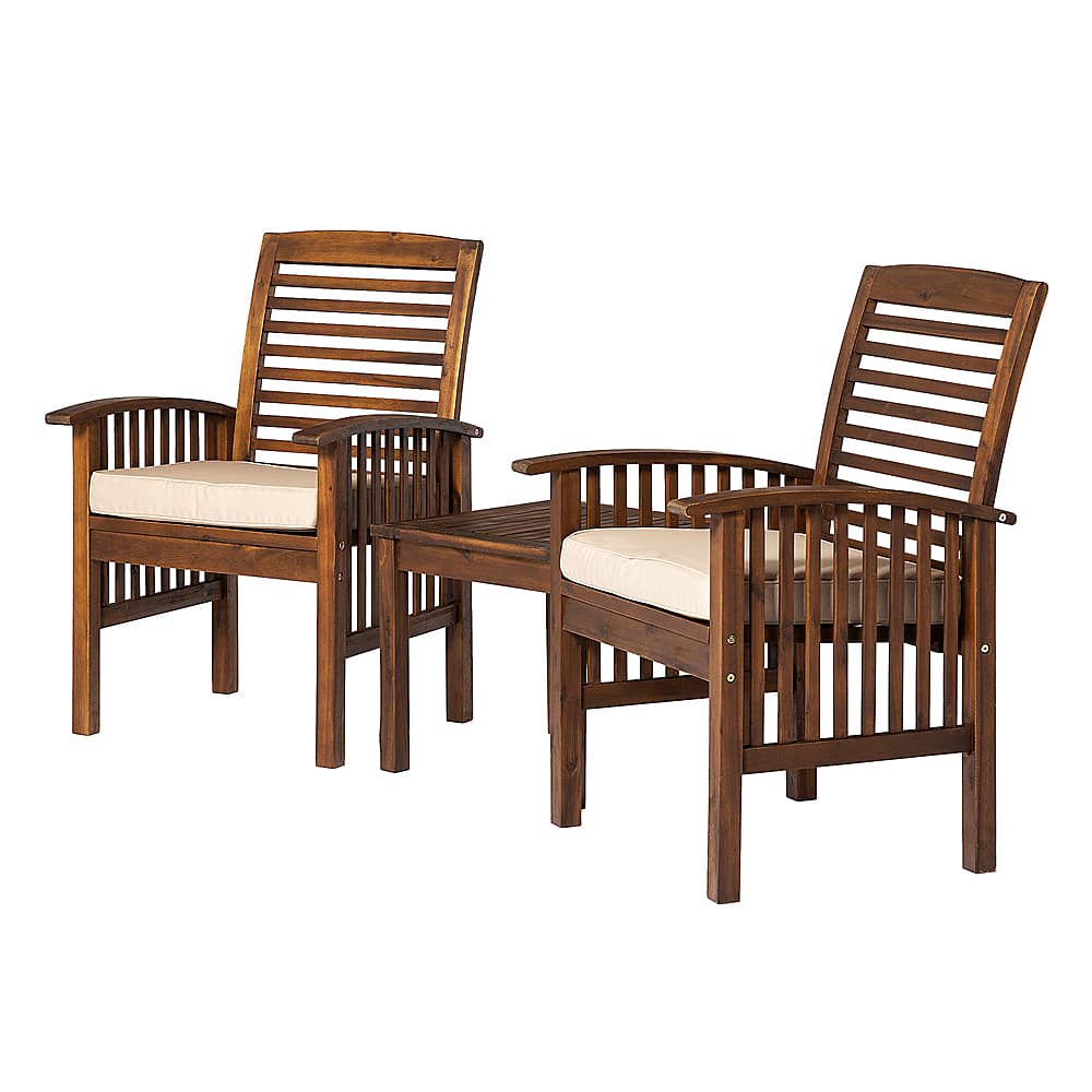 Left View: Walker Edison - 3-Piece Cypress Chat Set - Dark Brown