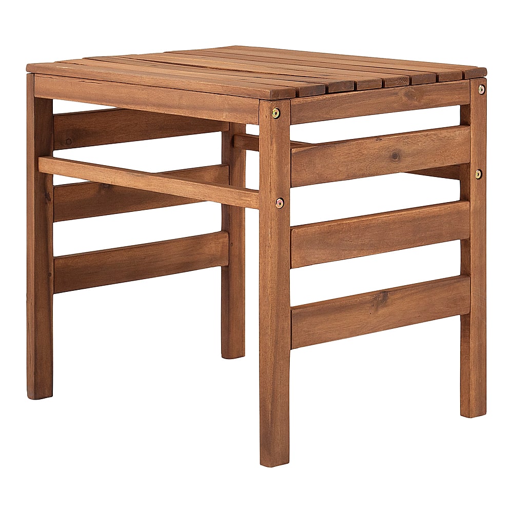 Left View: Walker Edison - Harbor Acacia Wood Outdoor Side Table - Brown