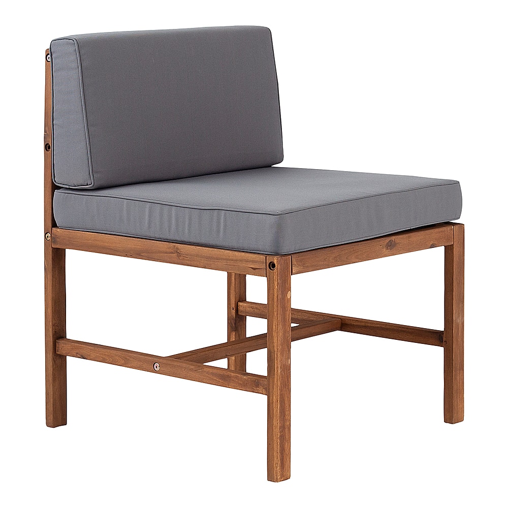 Left View: Walker Edison - Harbor Acacia Wood Patio Chair - Brown