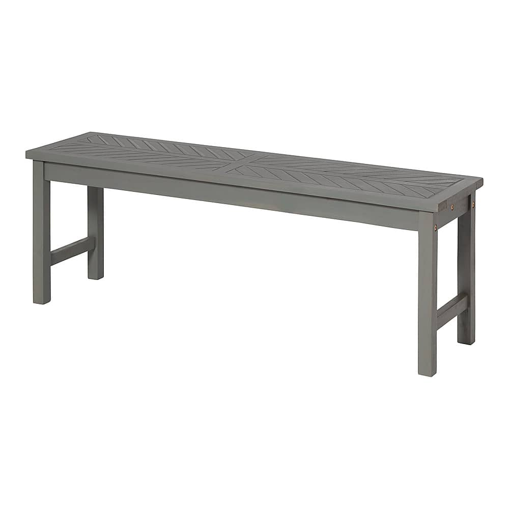 Angle View: Walker Edison - Patio Outdoor Windsor Acacia Wood Dining Bench - Grey Wash