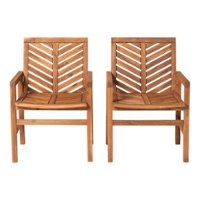 Walker Edison - Windsor Acacia Wood Patio Chairs, Set of 2 - Brown - Front_Zoom