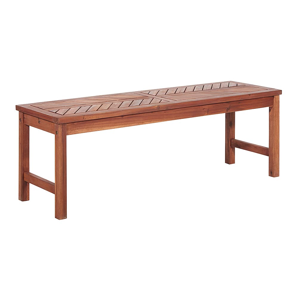 Angle View: Walker Edison - Patio Outdoor Windsor Acacia Wood Dining Bench - Brown