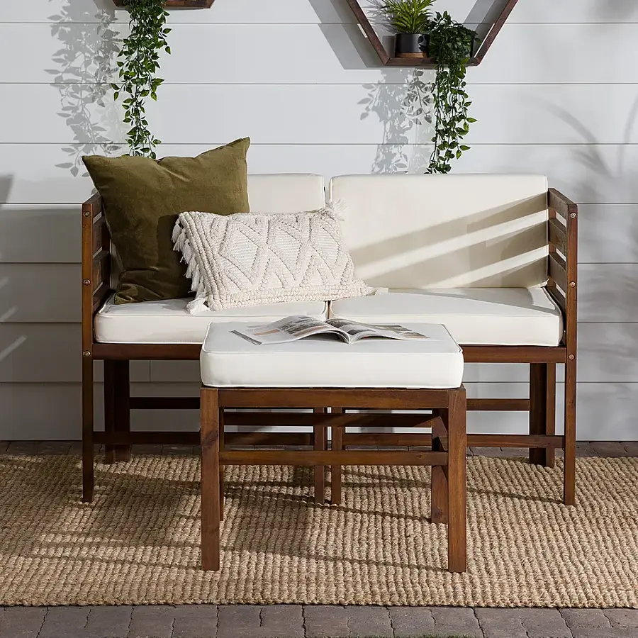 Alt View 14. Walker Edison - Harbor 3-Piece Acacia Wood Patio Sectional - Dark Brown.