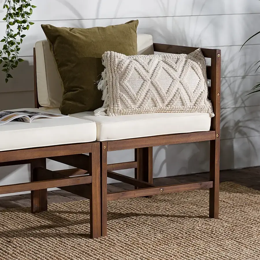 Alt View 18. Walker Edison - Harbor 3-Piece Acacia Wood Patio Sectional - Dark Brown.