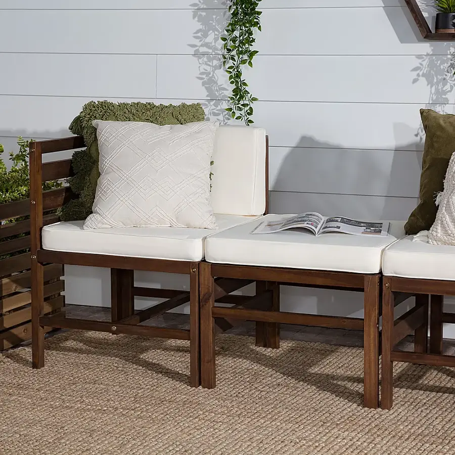 Alt View 19. Walker Edison - Harbor 3-Piece Acacia Wood Patio Sectional - Dark Brown.