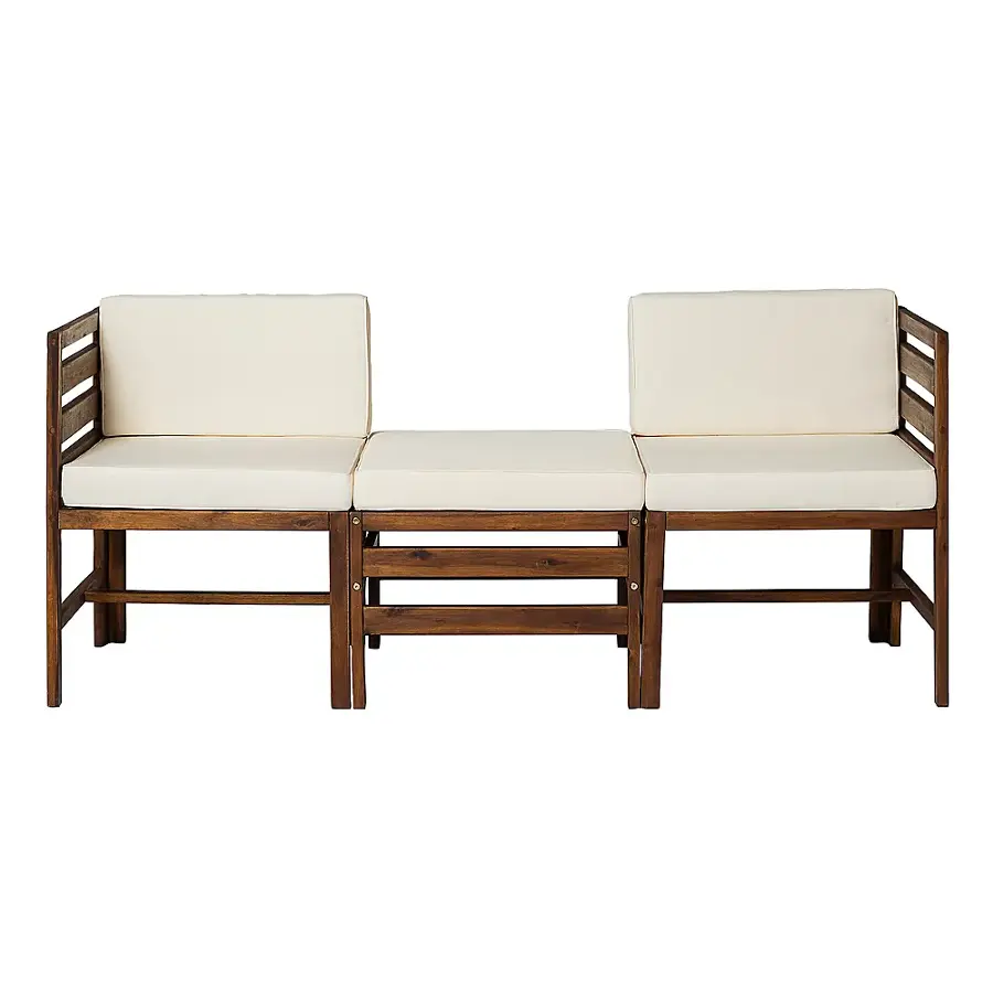 Alt View 23. Walker Edison - Harbor 3-Piece Acacia Wood Patio Sectional - Dark Brown.