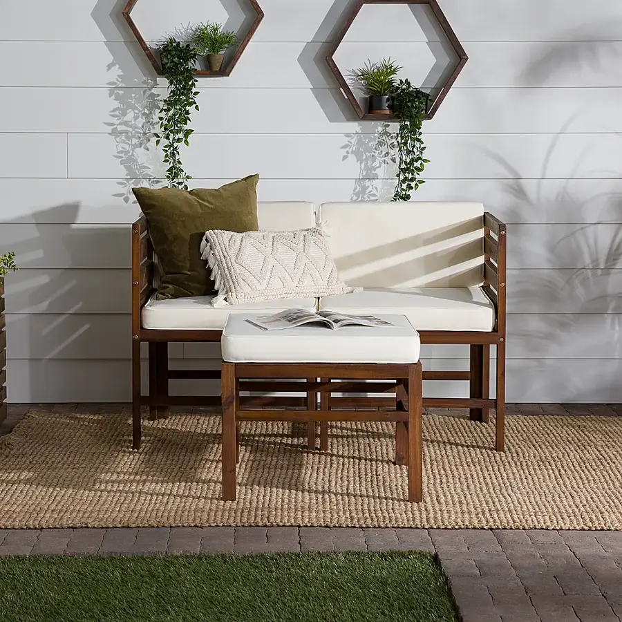 Alt View 35. Walker Edison - Harbor 3-Piece Acacia Wood Patio Sectional - Dark Brown.