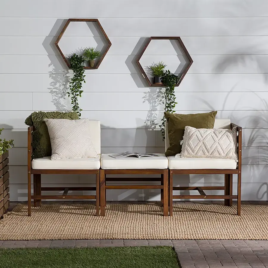 Alt View 36. Walker Edison - Harbor 3-Piece Acacia Wood Patio Sectional - Dark Brown.