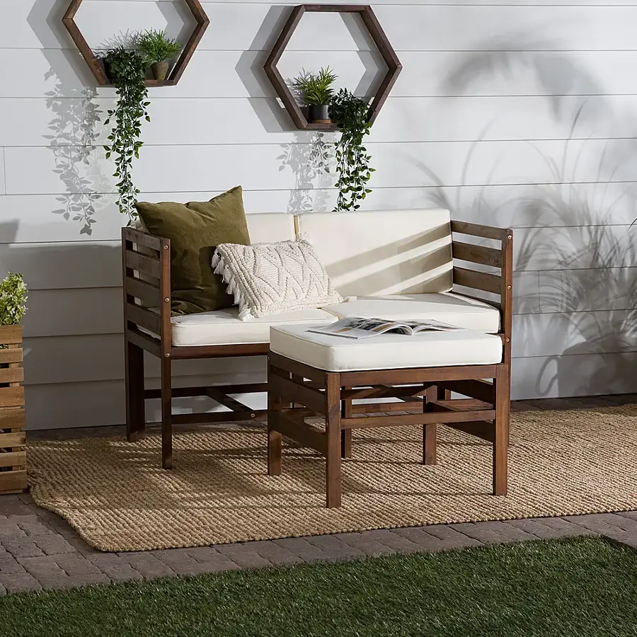 Alt View 37. Walker Edison - Harbor 3-Piece Acacia Wood Patio Sectional - Dark Brown.